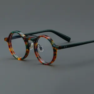 2024 새로운 럭셔리 디자이너 여성 광학 프레임 남성 클래식 라운드 빈티지 안경 사용자 정의 로고를위한 작은 근시 안경