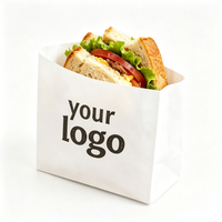 Sacs à hamburgers en papier kraft résistant à la graisse, vente en gros, pochettes alimentaires personnalisées imprimées pour la restauration rapide à emporter