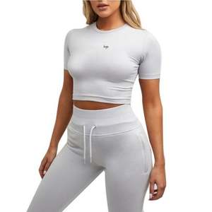 Venta al por mayor Logo Sport Street Wear Running Serigrafía Camiseta Impresión Algodón Ligero Deportes Fitness Crop Top Mujeres Camiseta - Product Image 1