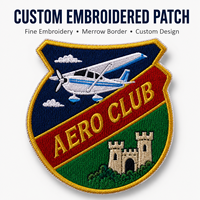 Écusson brodé personnalisé d'aviation, logo de club d'aviation, badge de protection, bordure Merrow, à coudre sur les vêtements