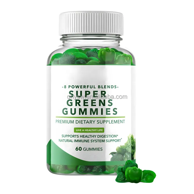 OEM ODM Super Green vitamina Gummies a base vegetale su misura integratore alimentare biologico Super verdure Gummies