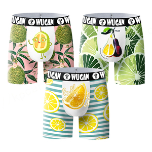 High Quality Men's Casual Sporting <b>Polyester</b> Knitted Briefs <b>Boxers</b> Long Style Custom Logo Printed ODM Cartoon Pattern - Product Image 1