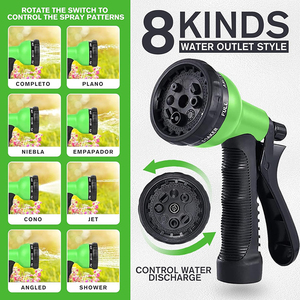 고성능 확장형 정원 호스 8가지 기능 노즐 내구성 알루미늄 금속 라텍스 고무 폴리 커넥터 CNS 표준 - Product Image 4