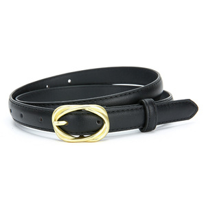 Ceinture en cuir véritable Tiyo pour femme, noire, en cuir de vachette, avec boucle ardillon géométrique en alliage, style décontracté, durable, 3,0 cm, idéale pour les jeans - Product Image 1