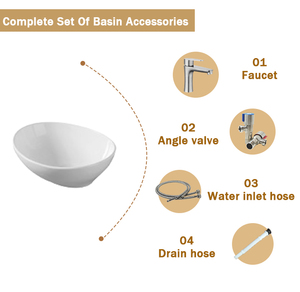 Lavabo de salle de bain en céramique blanc de forme ovale à poser sur <span class=keywords><strong>table</strong></span>, articles sanitaires artistiques, facile à nettoyer, lavabo à poser sur plan, lavabos - Product Image 4