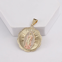 Pendentif Vierge Marie Notre-Dame de Guadalupe Jésus Collier Breloques Religieuses Catholiques Plaqué Or 14 Carats Trois Tons Personnalisé