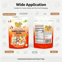 Sachet Doypack Personnalisé Imprimé avec Fenêtre Transparente, Qualité Alimentaire, Refermable avec Fermeture Éclair, pour Emballage de Bonbons et Snacks Lyophilisés