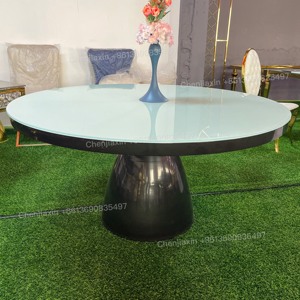 Gran oferta 2025, vidrio redondo de lujo con soporte de Base sólida, mesas de banquete de boda de acero inoxidable para eventos - Product Image 1