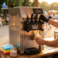 Meistverkaufte Edelstahl-Theken-Softeismaschine mit 3 Geschmacksrichtungen, Vorkühlung und Smart-Control-Panel für Buffet-Schnellgefrierung