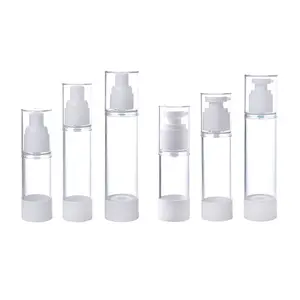 Ml de 15 30ml ml 80 50ml 100ml 120ml Airless garrafa Bomba De Loção Prata Cosméticos Claro Branco Preto com pulverizador para Soro Loção Creme