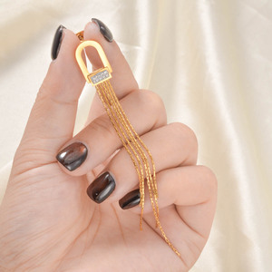 Pendientes de Moda para Mujer, Diseño Minimalista Geométrico con Cierre de Zirconia, Chapado en Oro de 18K, Acero Inoxidable, con Borla, Venta al Por Mayor - Product Image 5