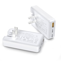 Chargeur mural GaN HNT 30W 45W 2C1A, adaptateur de charge rapide triple port ultra-plat PD QC3.0, bloc de voyage compact pour iPad iPhone