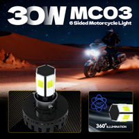 Ampoules de phare de moto LED H4 H6, faisceau haut et bas, ampoules LED 30w, projecteur LED moto, phare de moto