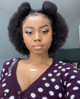 Perruques en cheveux humains abordables, coupe courte bob pixie, style queue de cheval, afro crépu bouclé, avec frontal en dentelle 13X4 13X6, sans colle, pré-épilées et avec baby hair