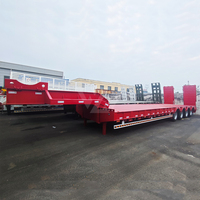 Semi-remorque surbaissée 4 essieux 100 tonnes, semi-remorque surbaissée 120 tonnes pour transport lourd, châssis porte-conteneurs, transport surbaissé à col de cygne