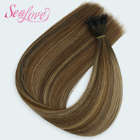 Extensions de cheveux humains à trame nouée à la main, double épaisseur, pointes pleines, sans couture, blond balayage, pour installation en salon, usage professionnel