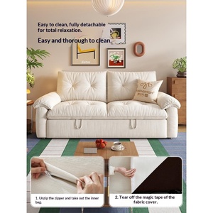 <span class=keywords><strong>Canapé</strong></span>-lit Pashaman détachable et lavable avec cadre en bois de pin, idéal pour salon et <span class=keywords><strong>petit</strong></span> appartement, <span class=keywords><strong>canapé</strong></span> nuage pliable double usage - Product Image 3