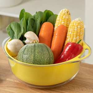 Double Layer Thickened Transparent Drain Basket L Round With Handle Kitchen Vegetable Fruit Washing Storage Basin - Product Image 2