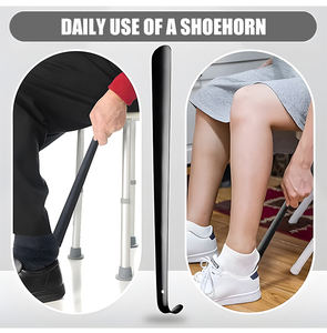 Chausse-pied long en acier inoxydable de 42cm avec logo personnalisé et aide-chaussure en métal de couleur pour bottes et personnes âgées - Product Image 6