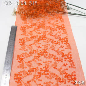 Encaje Bordado Floral Pequeño de Alta Calidad y Ecológico de 26 cm, Accesorio para Prendas, Encaje Bordado de Malla Naranja Vintage para Sujetador - Product Image 2