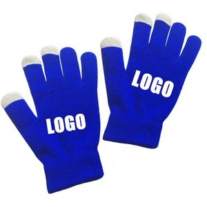 Gants tactiles d'hiver personnalisés avec logo tricoté - Gants tactiles promotionnels chauds pour hommes et femmes - Product Image 1