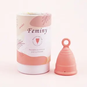 Wieder verwendbare umwelt freundliche Menstruation sring becher Copa Menstruation stassen mit Ring medizinische Silikon hülle