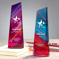 Trophée en verre avec impression UV Pujiang Crystal, plaque de récompense personnalisée professionnelle pour la reconnaissance d'entreprise