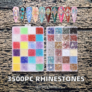 Piedras de Resina Planas para Uñas, Cristales AB, Diamantes Fluorescentes, Gemas para Uñas en Lámina de 24 Rejillas para Decoración de Uñas DIY - Product Image 2