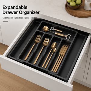 Organizzatore per Cassetti <span class=keywords><strong>da</strong></span> Cucina Senza BPA, Espandibile e Regolabile, Porta Utensili <span class=keywords><strong>in</strong></span> <span class=keywords><strong>Plastica</strong></span> - Product Image 3