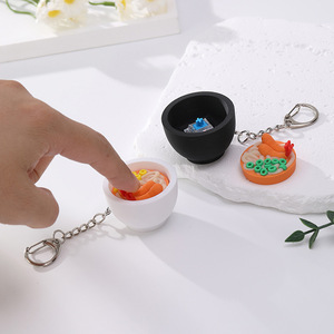 Cross-border Hot-selling 3D Printed Keychain Simulation Seafood Ramen Small Bowl Key Pendant Food Backpack <b>Ornament</b> - Product Image 3
