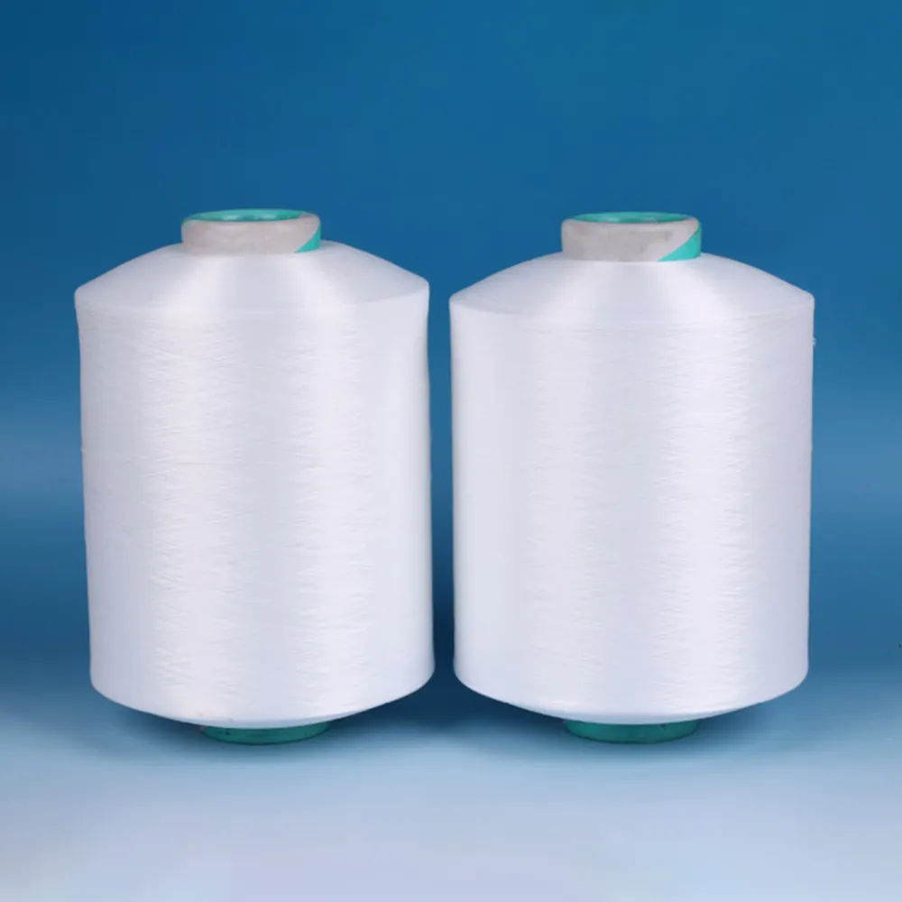 Manufacturer Recycled 110Dtex 100D/120TPM semi dull RW WHITE CATIONIC polyester filament 75/36 cation yarns for shoe upper