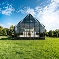 Ruang Berjemur Kaca Modular Prefab Kedap Suara dan Angin, Rumah Kebun Kaca Luar Ruangan Aluminium Segitiga Kaca Tempered Ganda Berlapis Ganda