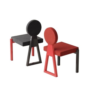 Modern Designer Dining Chair Upholstered Red Black Adult Use - Product Image 5