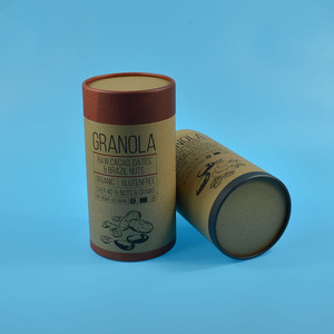 <span class=keywords><strong>Tube</strong></span> en Carton Kraft Naturel Personnalisable Biodégradable Écologique Recyclable pour Cadeau Alimentaire de Granola de Marque - Product Image 6