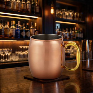 Pure Copper Luxury Design Eco-Friendly Double Wall <b>Mug</b> Handcrafted Finish Plain Hammered <b>Enamel</b> Cleaning Brush Home Office - Product Image 3