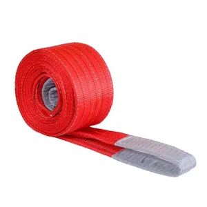 100% Polyester phẳng vải Sling nâng vành đai nặng 5 tấn màu đỏ với 5:1 SF mắt