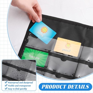 Organisateur de cartes personnalisé en tissu Oxford à 36 poches pour cartes bancaires, best-sellers et panneau mural de présence en classe - Product Image 3