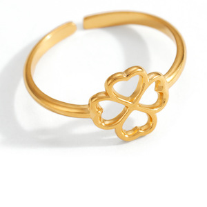 Bagues tendance en acier inoxydable, design floral, ouverture réglable, pour femme, bijoux cadeau - Product Image 5