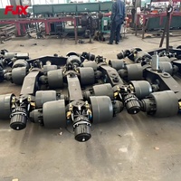 Pièces de remorque robustes JUXIN 100T, suspension Argo Bogie à double ligne et quatre essieux avec poutres d'essieu carrées