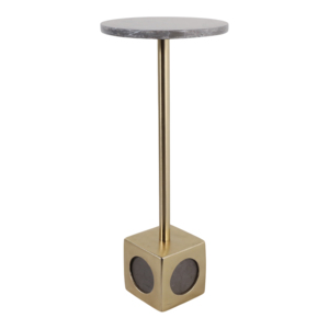 Tavolino da cocktail contemporaneo con piano in marmo e base in ottone per piccoli spazi - Product Image 3