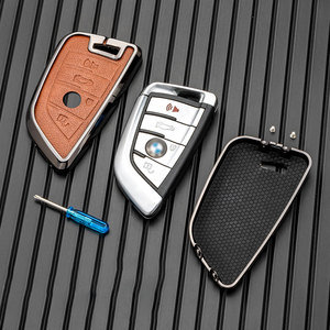 Custodia per chiave per auto in pelle di metallo personalizzata compatibile con <span class=keywords><strong>BMW</strong></span> X3 X5 X4 IX I4 serie serie 3 serie 330i 228i 430i XDrive serie 5 - Product Image 3