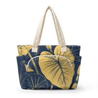 Sac de courses matelassé à motif floral personnalisé avec impression par transfert thermique pour les marchés et les courses quotidiennes