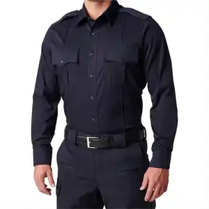 Long Sleeve Security Uniform Shirt Dark Navy Duty Men Work Shirt