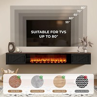 Meuble TV mural flottant noir style ferme pour salon et chambre à coucher, service OEM