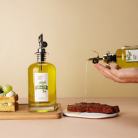 Bouteilles distributrices d'huile d'olive en verre rond Marasca de qualité alimentaire 12oz 16oz avec bec verseur en acier inoxydable