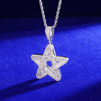 Pendentif en argent 925 avec moissanite ronde taille brillant, style hip-hop, pour femmes et hommes