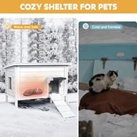 Nichoir extérieur robuste en bois isolé pour grands chats – Protection contre le froid et l'hiver – Motif solide