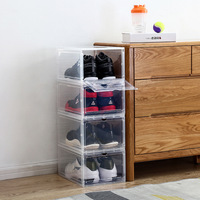 Organisateur de chaussures transparent en plastique, étagère à chaussures pour la maison et le dortoir, boîte à chaussures simple en PP avec couvercle rabattable, bac de rangement polyvalent anti-poussière