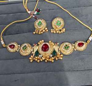 Conjunto de collar para mujer, conjunto de Gargantilla nupcial Kundan, conjunto de diseñador real Kundan, producto a granel hecho a mano - Product Image 4