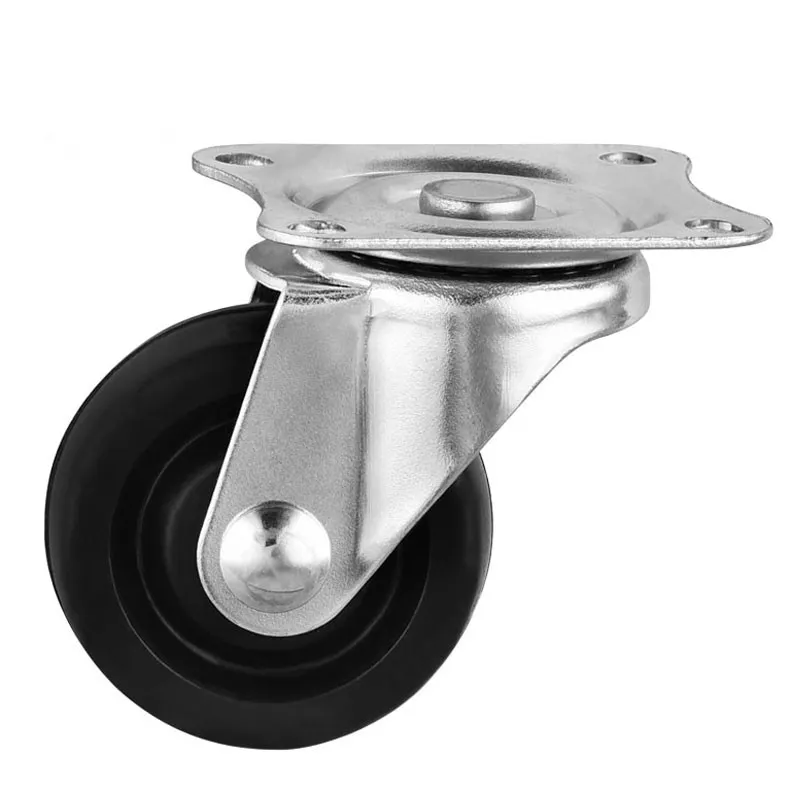 Rubber Small Furniture Caster Wheels 1.5 Inch Spinning Rubber Caster Wheel